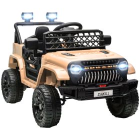 Qaba 12V Ride On Truck, Battery Powered Kids Electric Car UTV with 4 Suspension Wheels, Remote Control, 3 Speeds, LED Headlights, Horn, USB Music