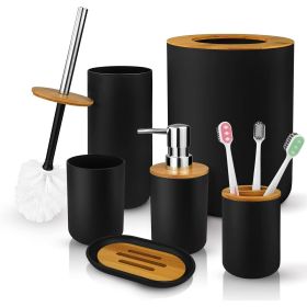 6 Pcs Bamboo and Plastic Bathroom Accessories Sets, Specially Designed for Small Spaces, Toothbrush Cup Bath Accessories Sets Suitable for Homes