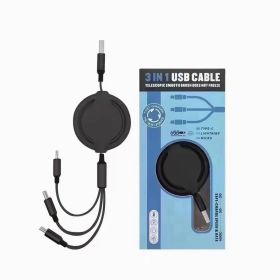 Three-in-one Mobile Phone Data Cable, Free Switching Of Interfaces, Multi-device Charging Is Super Convenient. (Color: Black)