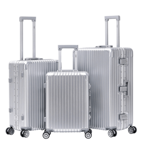 Highly durable travel suitcases check in luggage cabin baggage abs hard shell carry on premium suitcases (Color: Silver, size: Set of 3)