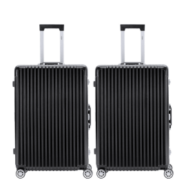 Highly durable travel suitcases check in luggage cabin baggage abs hard shell carry on premium suitcases (Color: Black, size: Large 30'' x 2)