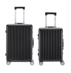 Highly durable travel suitcases check in luggage cabin baggage abs hard shell carry on premium suitcases (Color: Black, size: Cabin + medium 26)