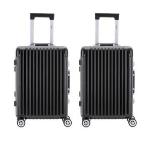 Highly durable travel suitcases check in luggage cabin baggage abs hard shell carry on premium suitcases (Color: Black, size: Cabin x 2)