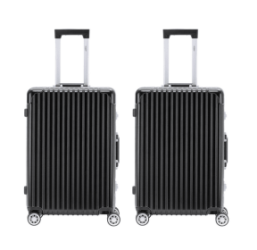 Highly durable travel suitcases check in luggage cabin baggage abs hard shell carry on premium suitcases (Color: Black, size: Medium 26'' x 2)