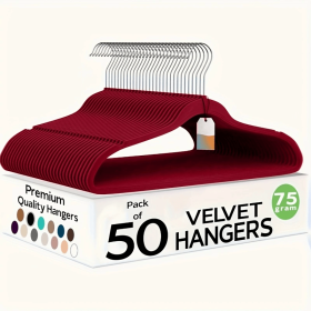 Velvet hanger(50pack) (Color: Red)