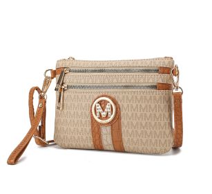 MKF Collection Tarren Signature Crossbody/ Wristlet by Mia k (Color: Beige, Material: Polycarbonate)
