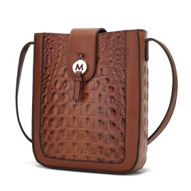 MKF Collection Molly Women's Crossbody Bag By Mia K (Color: Cognac, Material: Vegan Leather)