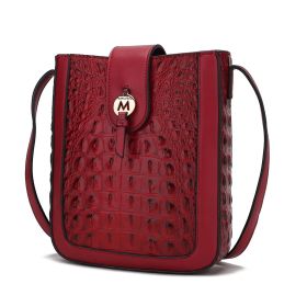 MKF Collection Molly Women's Crossbody Bag By Mia K (Color: Wine, Material: Vegan Leather)