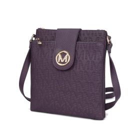MKF Collection Marietta M Signature Womens Handbag Crossbody Bag by Mia K (Color: Purple, Material: Vegan Leather)