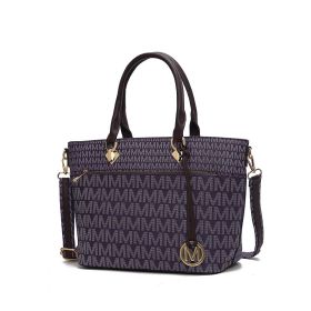 MKF Collection Yonah Tote Signature Printed Vegan Leather by Mia K (Color: Purple, Material: Vegan Leather)