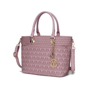 MKF Collection Yonah Tote Signature Printed Vegan Leather by Mia K (Color: Lavender, Material: Vegan Leather)